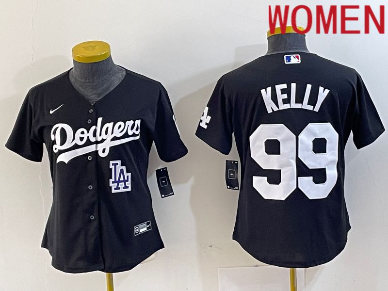 Women Los Angeles Dodgers 99 Kelly Black 2024 Nike Game MLB Jersey style 1